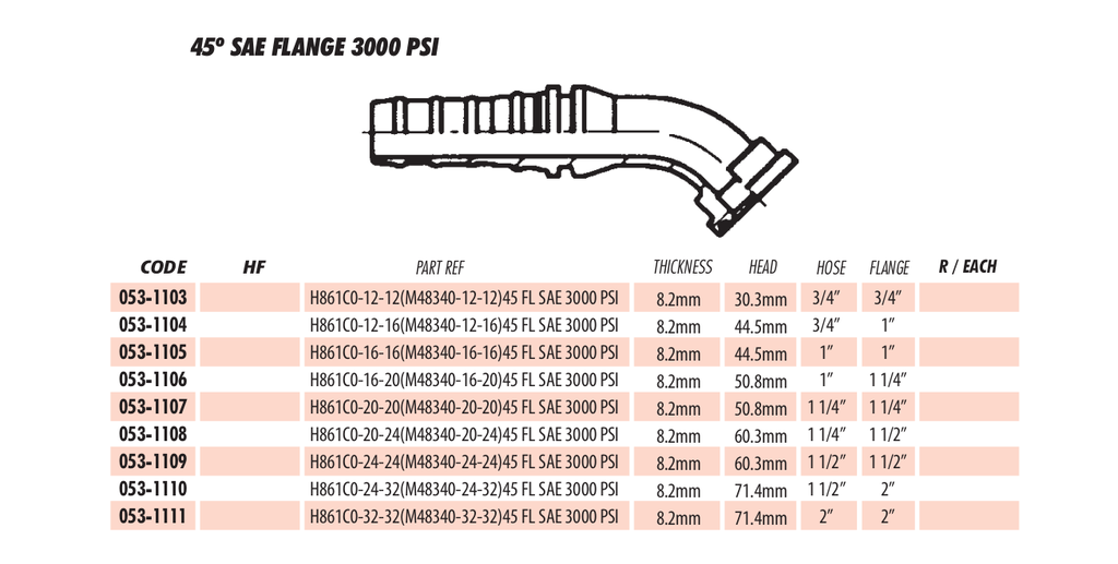 45º SAE FLANGE 3000 PSI