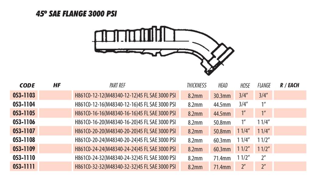 45º SAE FLANGE 3000 PSI