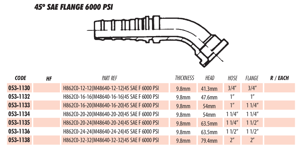 45º SAE FLANGE 6000 PSI