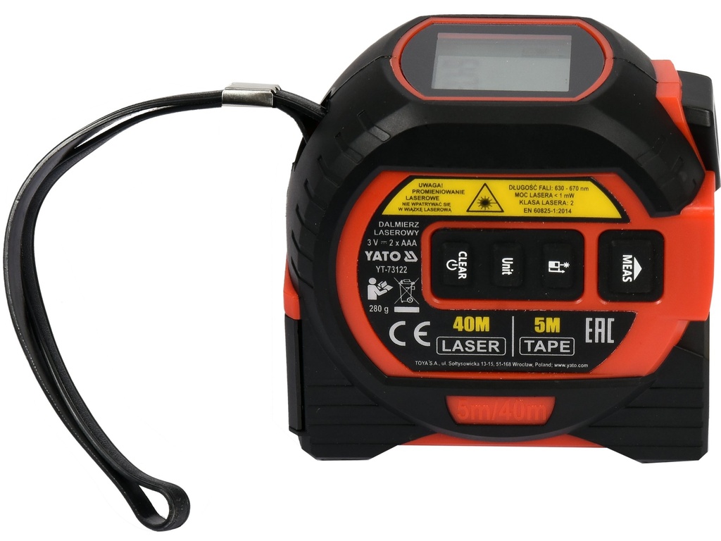 YT-73122 LASER DISTANCE METER W/ MEASURING TAPE