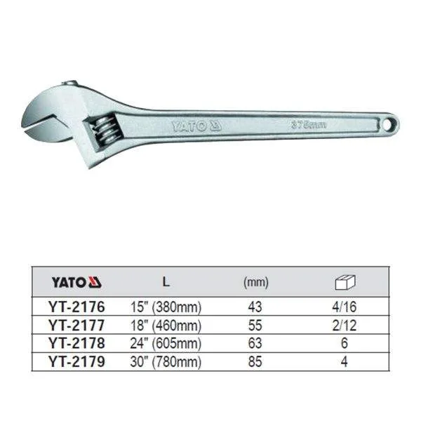  YT-2177 ADJUSTABLE WRENCH 18&QUOT;