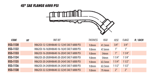 45º SAE FLANGE 6000 PSI