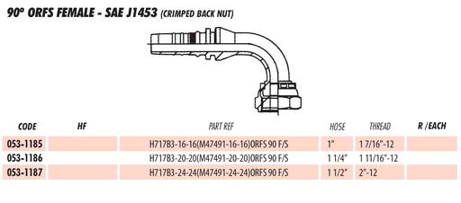 90º ORFS FEMALE - SAE J1453 (CRIMPED BACK NUT)