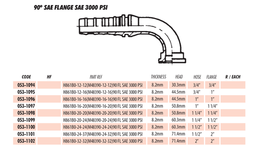 90º SAE FLANGE SAE 3000 PSI