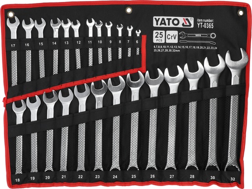 YT-0365	COMBINATION SPANNER SET 6-32MM 25PCS